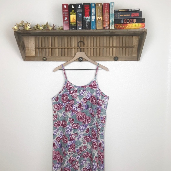 Vintage Dresses & Skirts - Vintage 90s Floral Maxi Spaghetti Strap Dress
